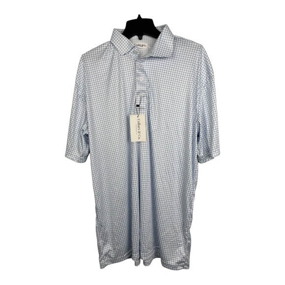 Collars & Co. Other - Collars & Co Polo Shirt Mens 2XL Blue Check Grid Dress Collar Golf Performance